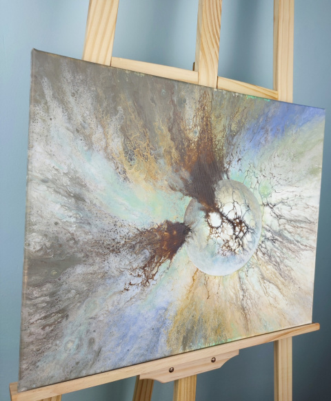 Obraz malowany na płótnie metodą pouringu