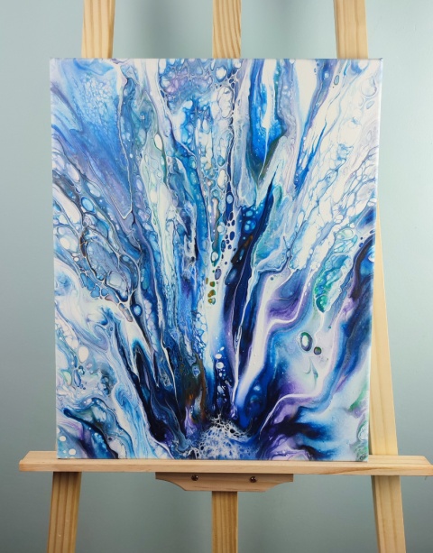 Obraz abstrakcja niebieski pouring