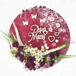 Zawieszka Dzień Mamy bordowa 30cm dekoracja prezent rękodzieło