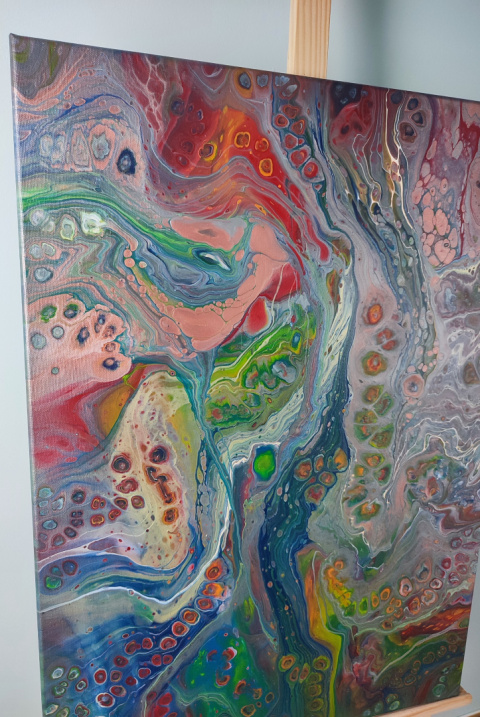 Obraz ręcznie wykonany metodą pouringu