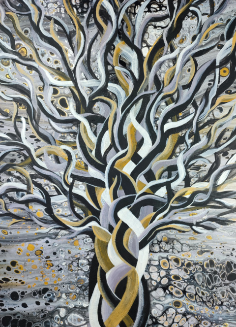 Drzewo ręcznie malowane w przybliżeniu