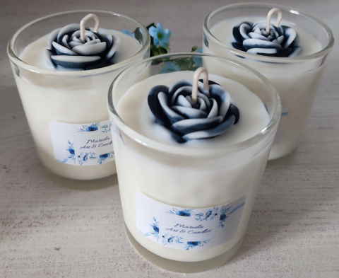 Ręcznie robione świece sojowe w szkle - zapach jaśminu kolor biały