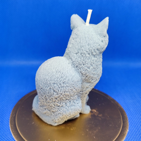 Świeca wolnostojąca - kot (przygaszony niebieski)