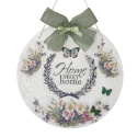 Zawieszka Home Sweet Home 30cm z kokardą kwiaty decoupage