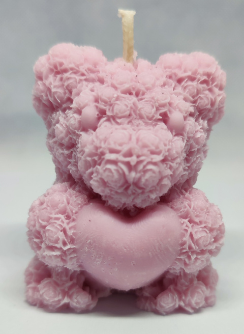 Świeca sojowa miś różowy