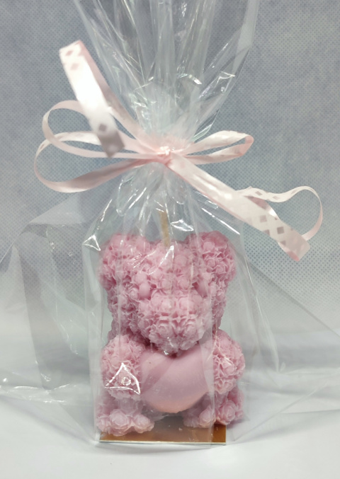 Świeca sojowa miś różowy